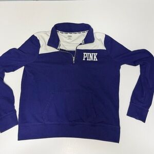 PINK Victoria's Secret Navy/Purple and White pullover quarter zip Sweatshirt